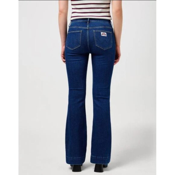 Wrangler Love Flare Jeans Womens 30x32 Retro Blue 70s Stretch Denim - Picture 13 of 14